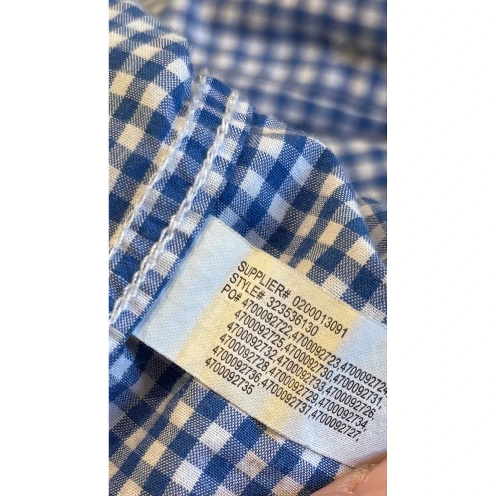 Ralph Lauren Kids Blue White Gingham Button Down Shirt Size M 10-12 Preppy